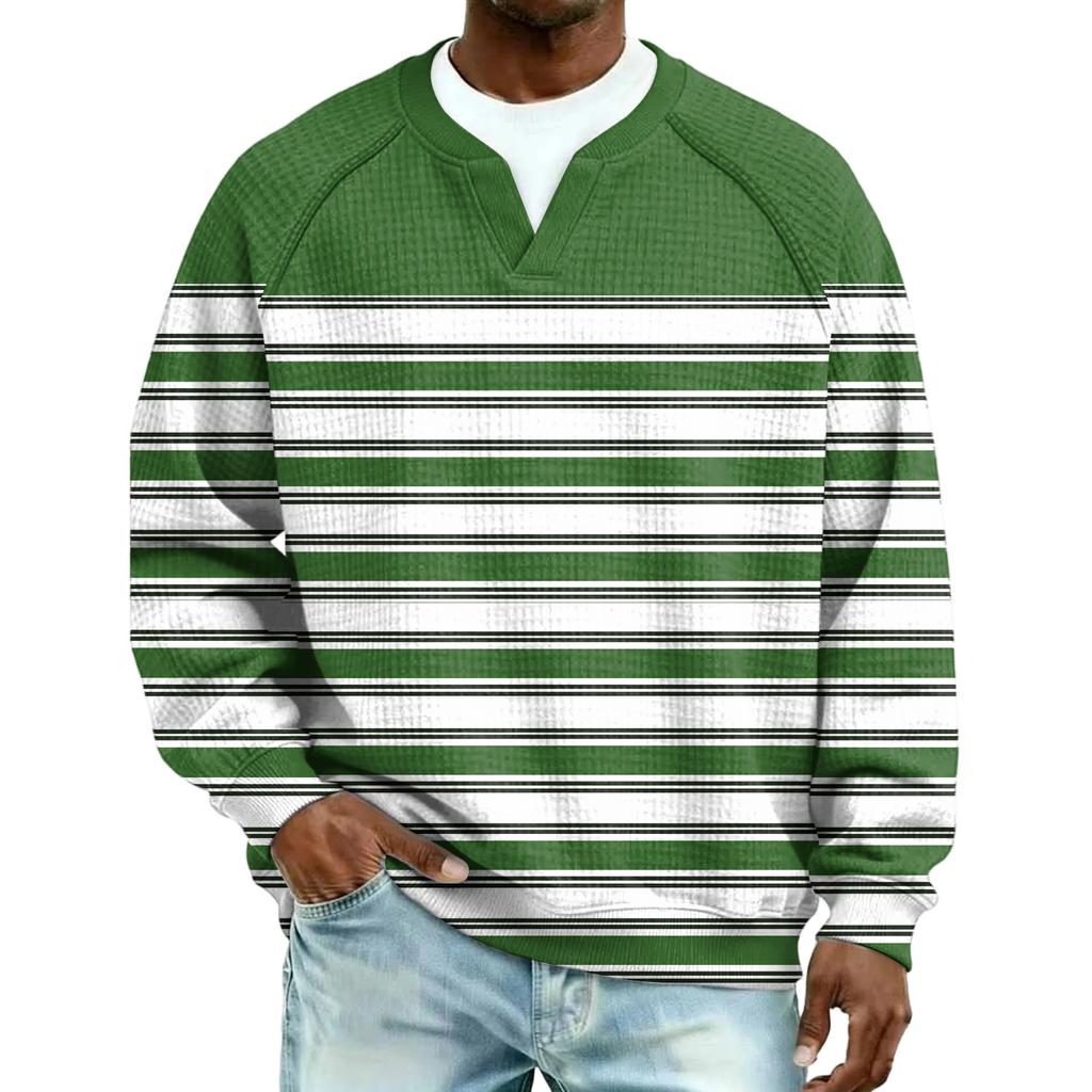 Herrfritidshuva Utomhus V-hals Vågmönster Långärmad