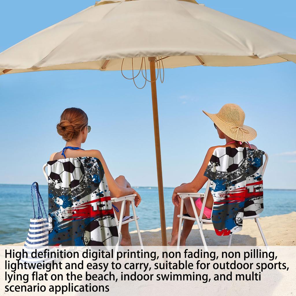 1Pc Football Print Towel Sports Quick-Drying Super Absorbent Camping Towel Super Soft Lightweight Gym Swimming Yoga Beach Towel