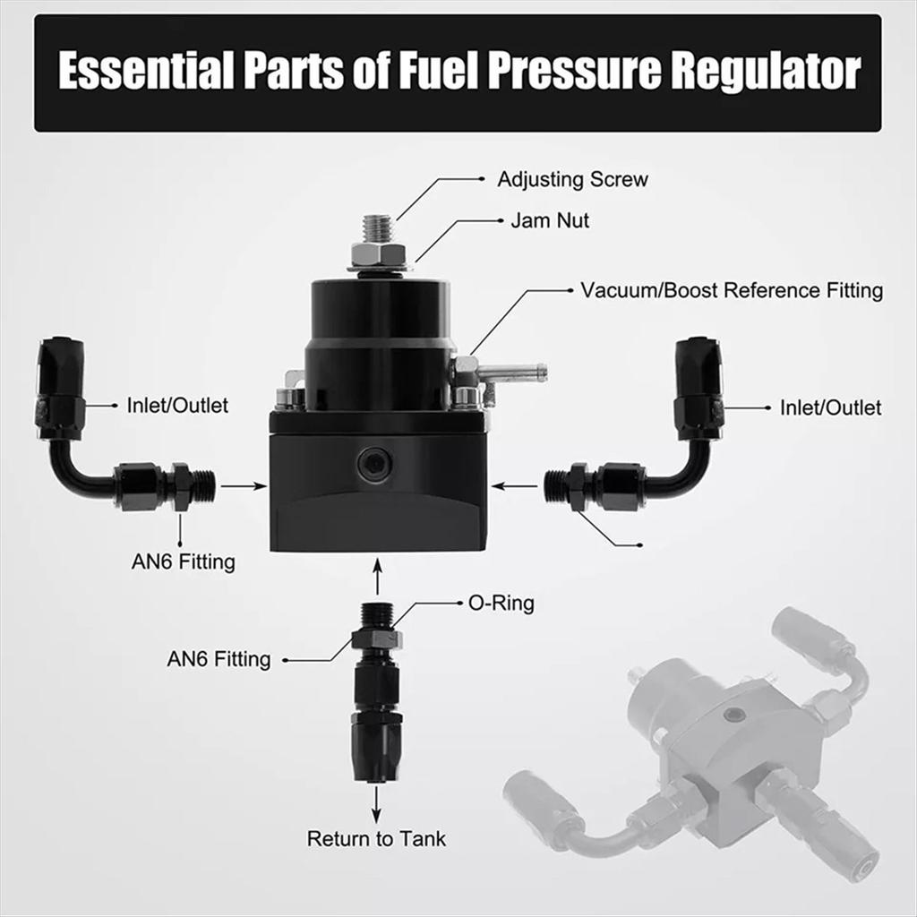 Adjustable Fuel Pressure Regulator Kit Oil 0-100psi Gauge -6AN Black