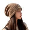 Blue Woolen Cap Thickened and Warm for Children  Large Head Wrap  Cold Cap To Show Off Face  Small Ear Protecting Knitted Pile Cap