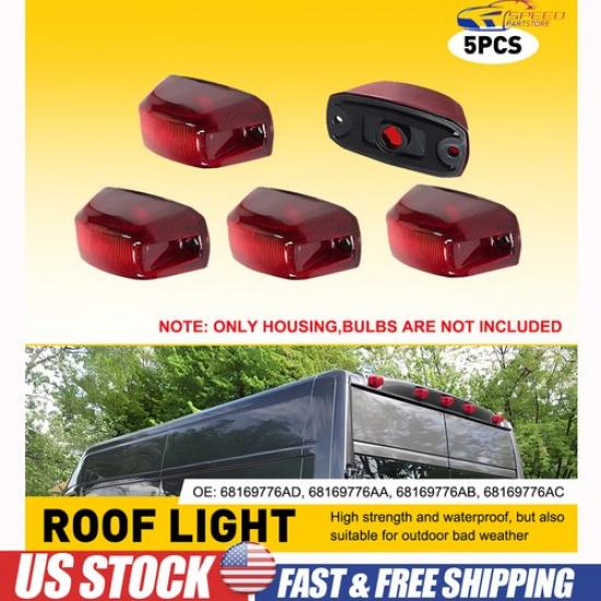

For 14-23 Ram ProMaster 1500 2500 3500 Red Rear Cab Roof Marker Running Light 5X
