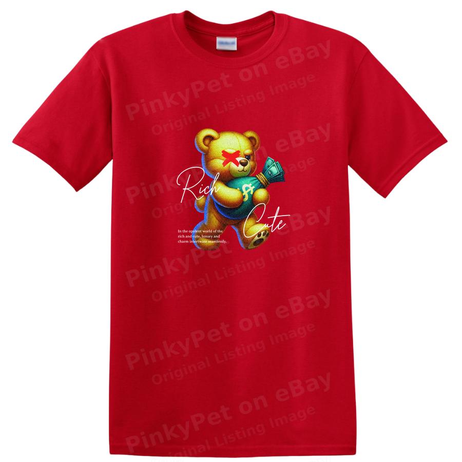 Bear Holding Money Cute Funny Graphic T Shirt Casual Tee for Adults Kids