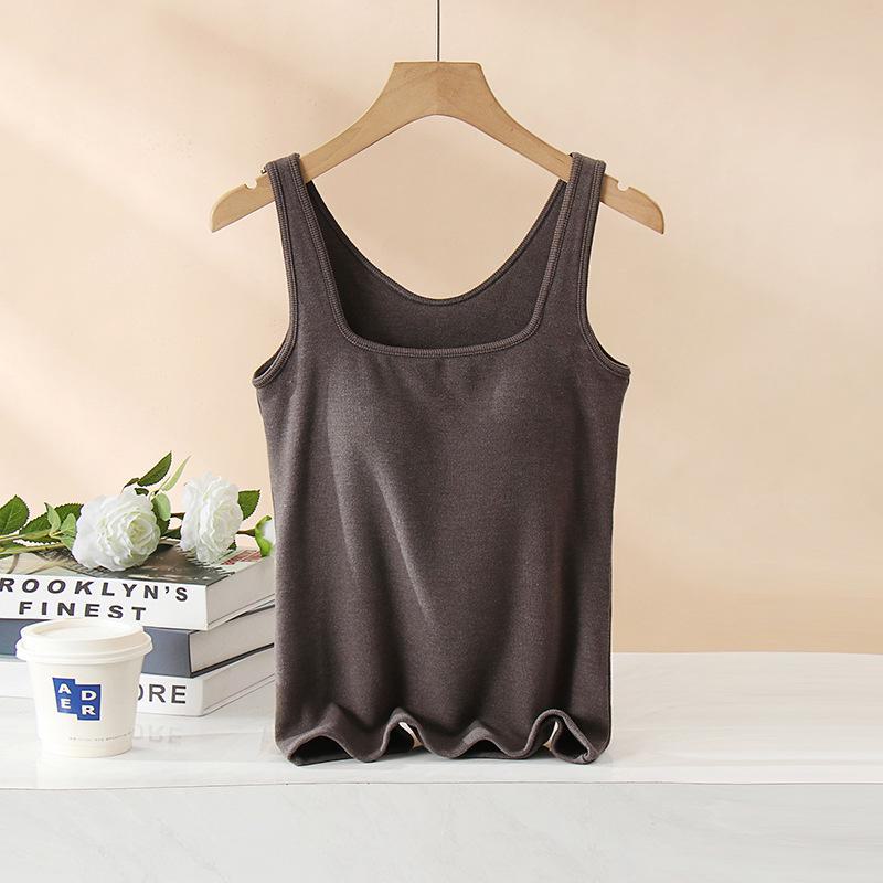 

Женский теплый жилет из немецкого бархата без бюстгальтера с нагрудными подушечками - плотный, цельный, красивый дизайн спинки для верхней одежды на осень и зиму M