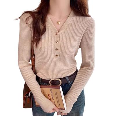Ishihara Liacceai Long Pullover Perfect for and Winter Women's Rip-Knit Sweater, V-Neck, Sleeve, Lightweight, Top, Casual, Stylish, Slimming,