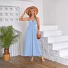 Fashion Sleeveless Party Sexy Dress Women Summer Clothing Backless Solid V-neck Loose Casual Dress Office Lady Elegant Pleated A-line Dresses 1077