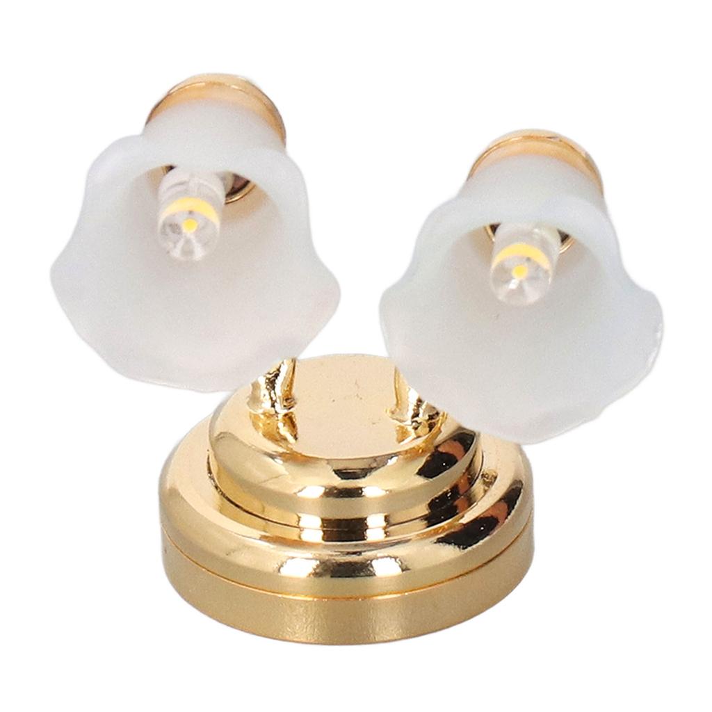 Dollhouse Table Lamp Tulip Design Battery Powered Sturdy Metal Plastic Dollhouse Miniature Lamp for