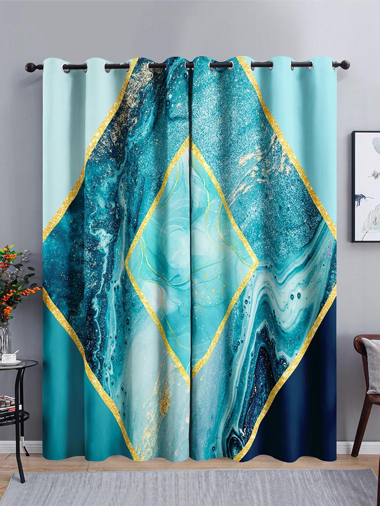 Curtains Marble Texture Curtains Shading Bedroom 3D Digital Printing Shading Curtain Punching