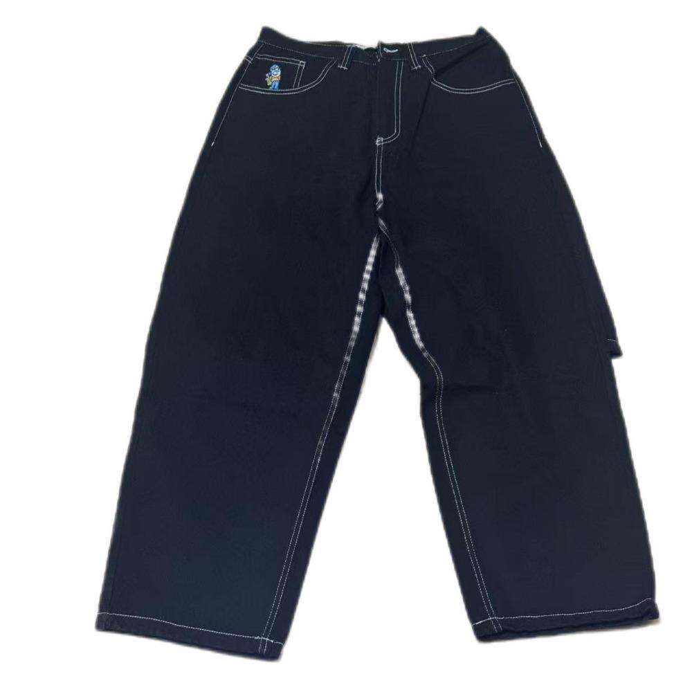 Streetwear Džíny Černé Rovné Nohavice Ležérní Denimové Kalhoty High Street Styl