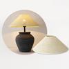 E27 Table Lamp Lampshade Linen Fabric Shell Japanese Zen Rattan Hand Woven Lamp Cover Wabi-Sabi Style Bedside Floor Lamp Shade