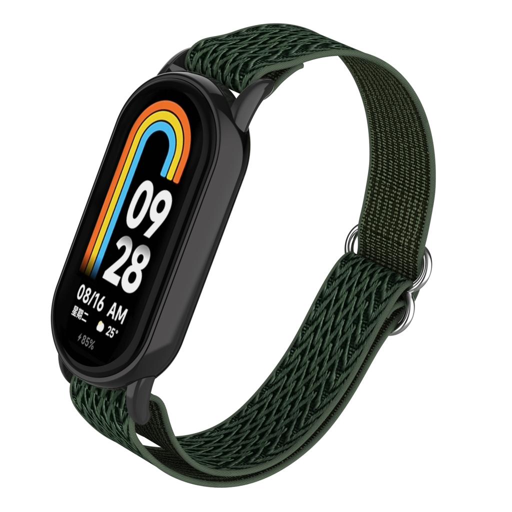 For Xiaomi Smart Band 9/8 Nylon Wave Pattern Watch Strap Metal Clasp Adjustable Wristband