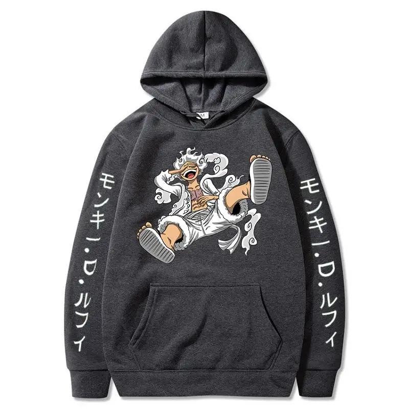 New Anime Printed Hoodies for Men ONE PIECE Gear Fifth Fear Luffy Sun Gold Pullover Hooded Casual Streetwear Unisex Sweatshirts