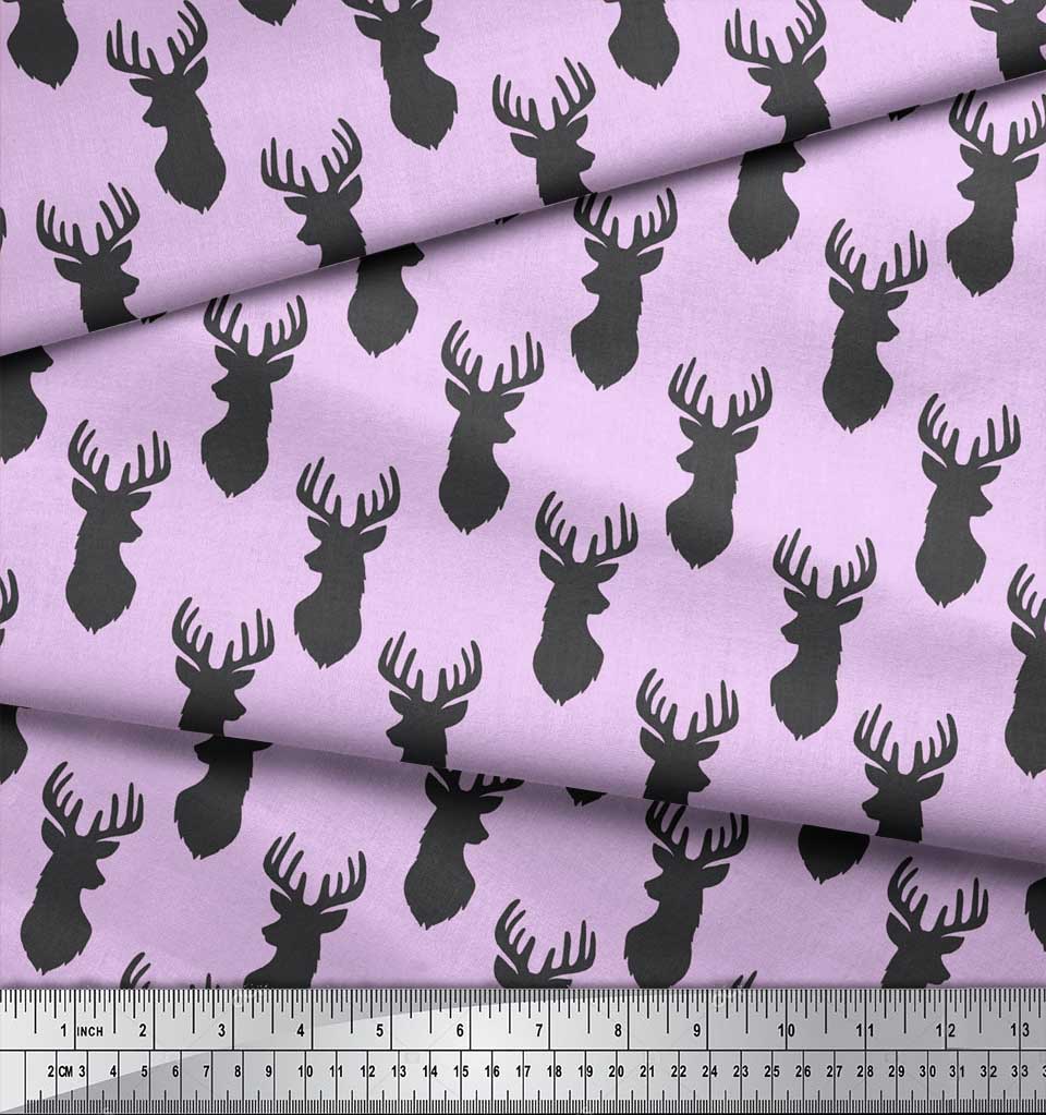 Soimoi Purple Japan Crepe Satin Fabric Stencil Elk Mount Face Fabric Prints By Metre 42 Inch