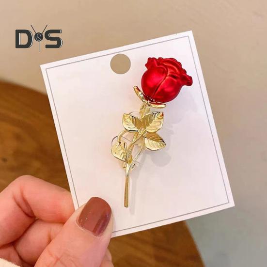 Rote Rosenbrosche, Öltropfen-Prozess, Schmuck, Anzug, Mantel, Kragen, Kleid, Hut, Dekoration, Blumenbrosche für formelle Partys, Hochzeiten