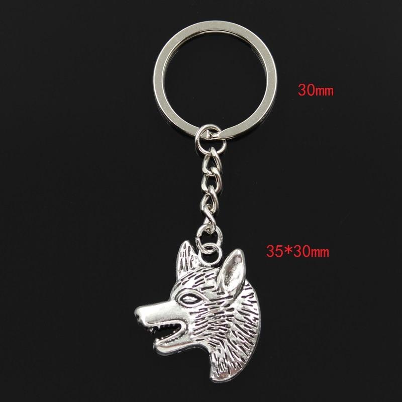 

Модный брелок для ключей 30 мм, металлический брелок для ключей, ювелирные изделия, античное серебро, с цветным покрытием, волк, собака, волкодав, 35x30 мм, кулон серебряный