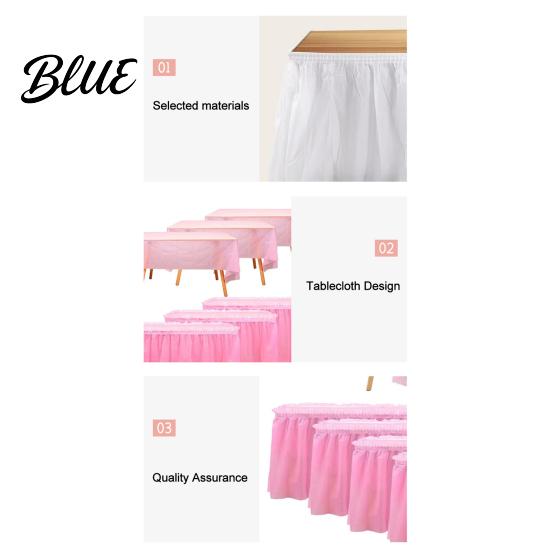 Birthday Party Table Plastic Fine Adhesive Strip Waterproof with Skirt Disposable 420x70cm Heavy-Duty Dining Cover