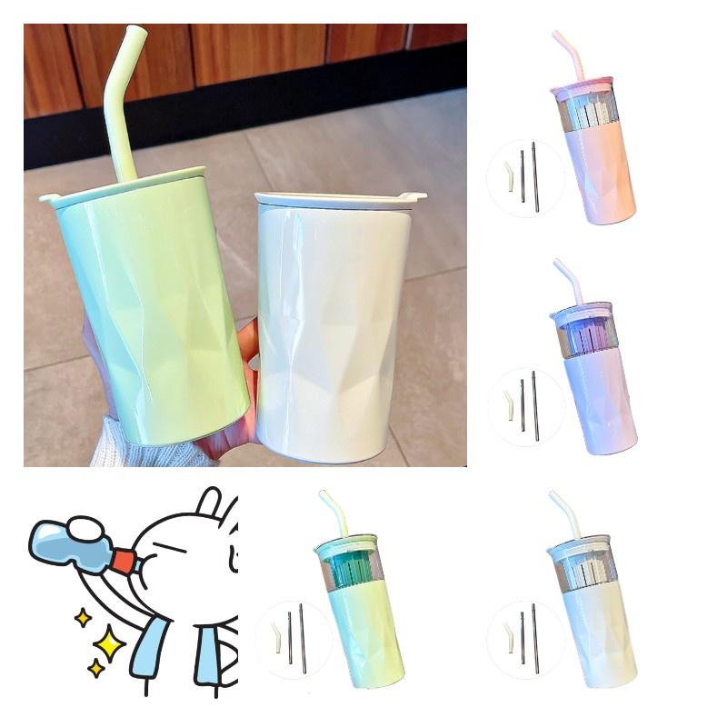 Stylish Glass Cup With Straw And Large Capacity Ideal For Students Summer And Tea Lovers