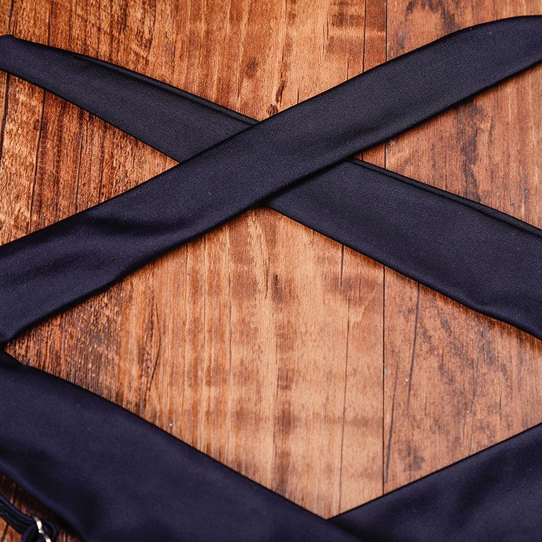 Frauen Dreieck Oversize Split Bikini Set Krawatte Seite G-String Tanga Badeanzug Verband Neckholder Schwarz Einfarbig