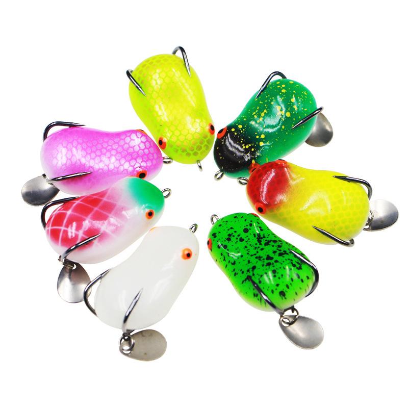 4cm 7.3g Topwater Wobblers Swimbait Mini Artificial Soft Frog Fishing Lure Spinner Bait Metal Sequin Double Hook Frog Bait