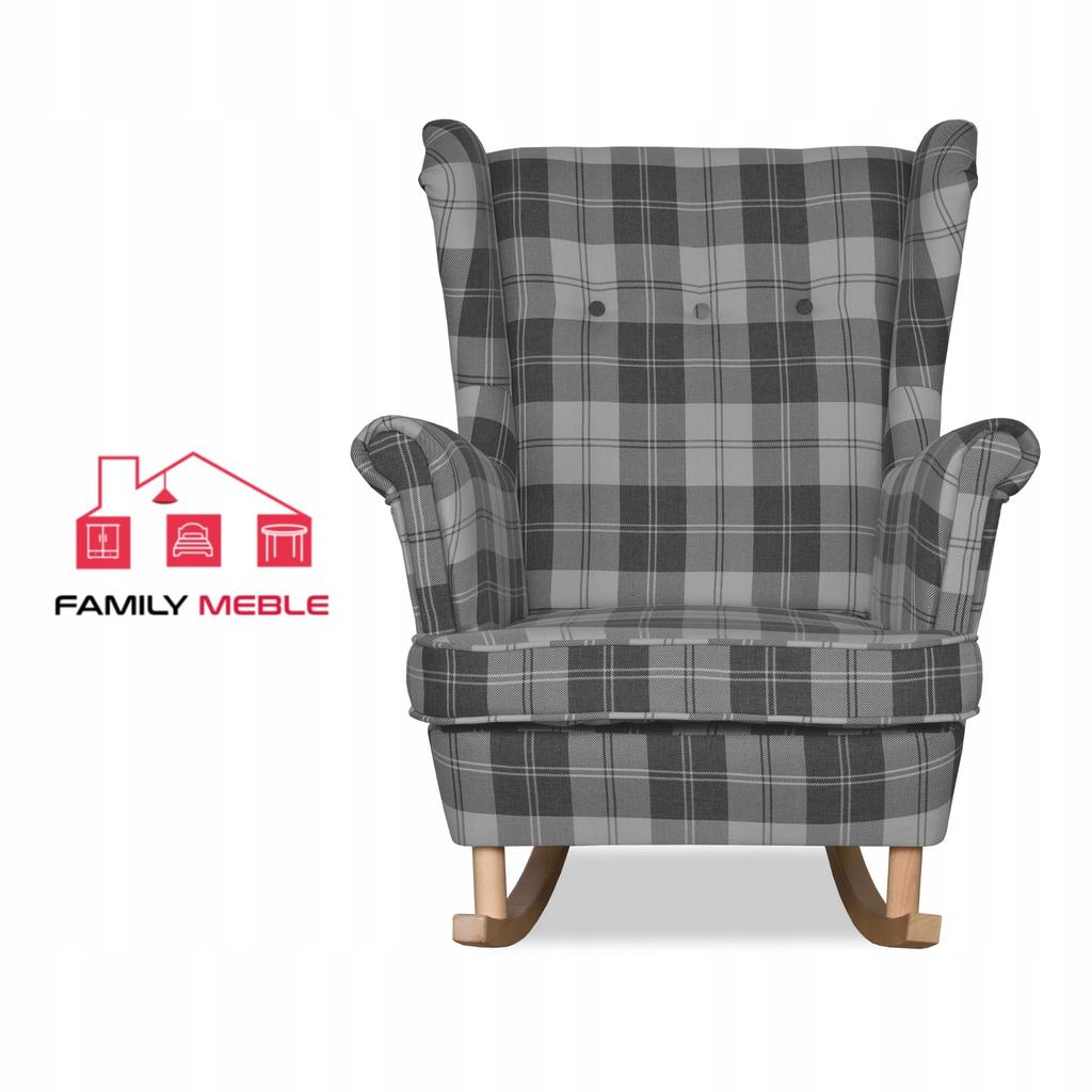 Fotel uszak Winston bujany skandynawski Family Meble krata szara