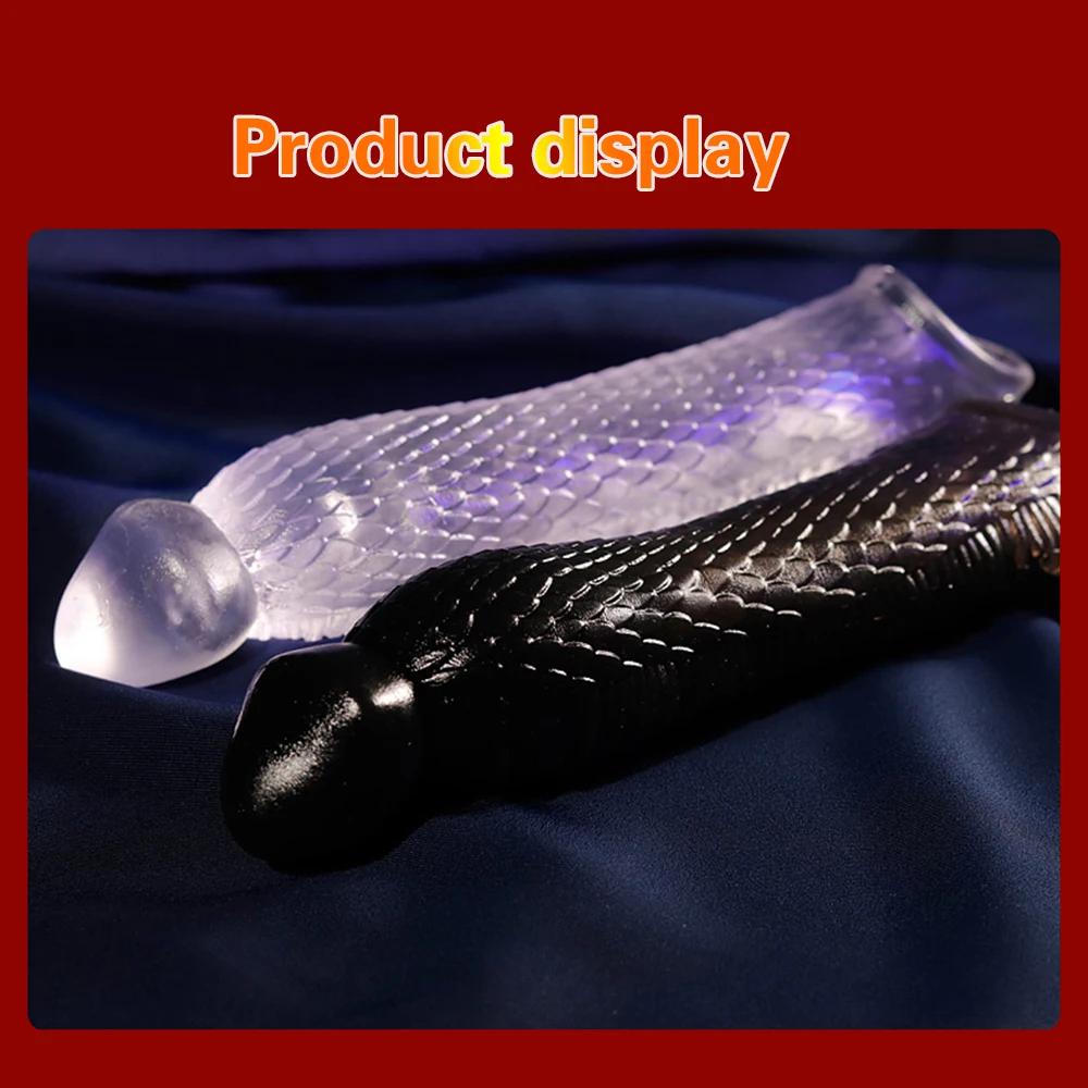 Extend Penis Enlargement Sleeve Vibrator Cock Ring Reusable Condoms Sex Toys for Men G Spot Vibrating