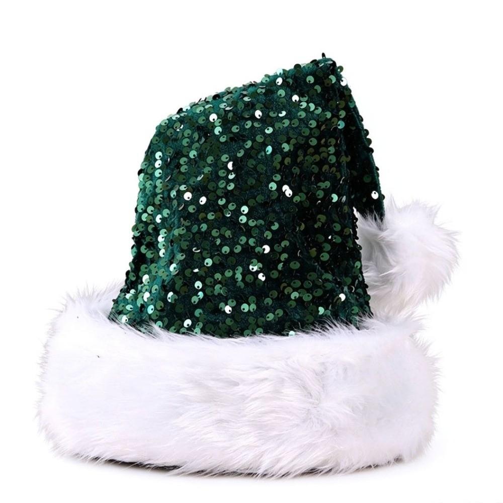 Double Layer Sequin Santa Cap Soft Festive Hat Gifts Sequin Christmas Hat Family Gatherings