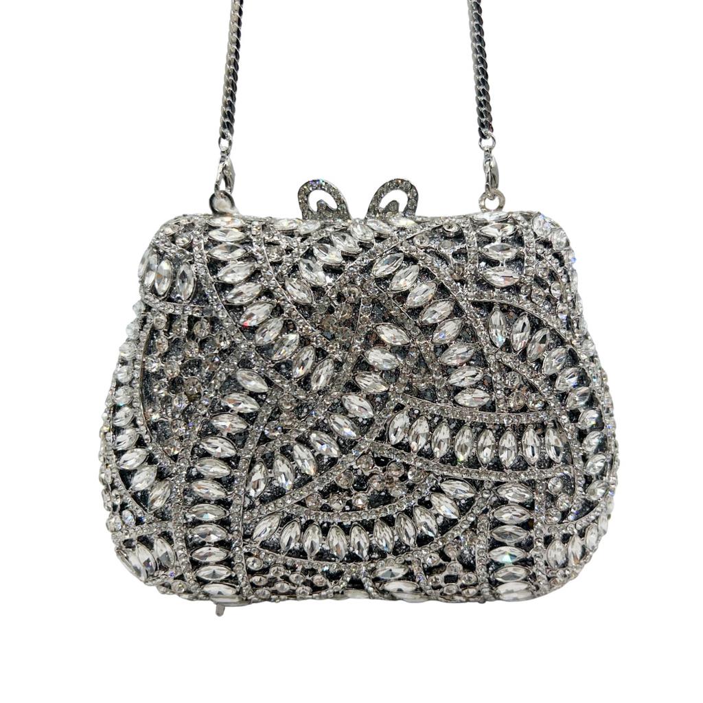 WHTUOHENG Luxury Crystal Diamond Clutch Evening Bag for Women Mini Wedding Bridal Minaudiere Handbag Ladies Party Purse Clutches