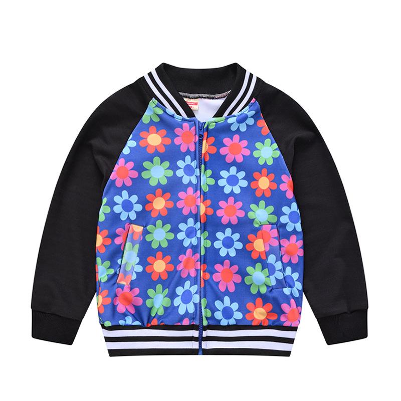 Spring and Autumn Men and Girls Fashionable Cute Printing Color Collision Jacket Children Splicing Jacket Baby Cardigan