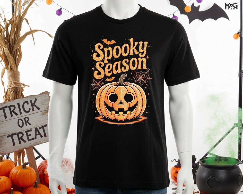 Spooky Halloween Season T-shirt Happy Pumpkin Face Unisex Tee Scary Fall Costume