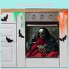 Halloween Smile Skeleton And Mouse Glass Cabinet Kitchen Decor Wall Stickers