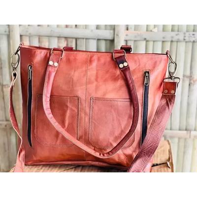 Ledertasche für Damen, echtes Ziegenleder, handgefertigt, 30,5 x 40,6 x 10,2 cm, groß