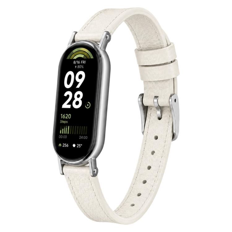 Litchi Texture Loop Buckle Vegan Leather Watch Band For Xiaomi Smart Band 10 / 10 NFC / 9