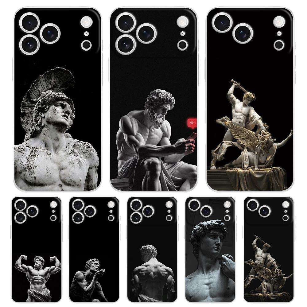 Clear TPU Phone Case For iPhone 17 Air 16E 16 11 15 14 Pro MAX 12 13 7 8 Plus SE Easter Cover Protection Ancient Greek Sculpture