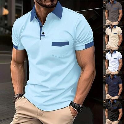 Herren T-Shirts Colorblock Poloshirt Männer Casual Kurzarm Sport T-Shirt