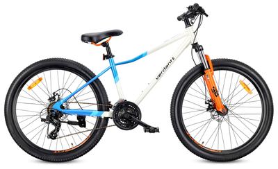 26 Inch Mountain Bike Mtb Shimano 21 Speeds Suspension Disc Brakes Kickstand Verdant Calix White Blue Orange