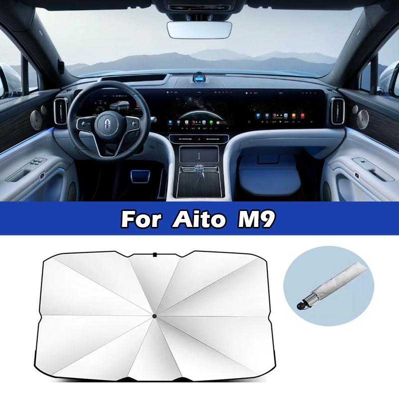 For Huawei Aito M5 M7 M8 M9 Car Sunshade Umbrella Front Windshield Silver Glue UV Resistant Folding Car Sunscreen Accessories