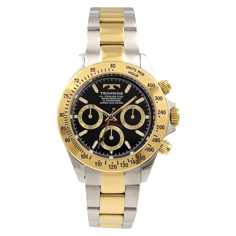 

[Technos] watch chronograph 10 ATM water resistant T4C01TB men s gold