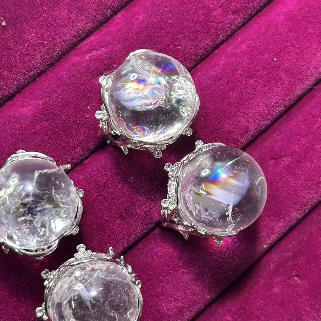 Natural Rainbow White Crystal Ring Natural Crystal White Crystal Gift