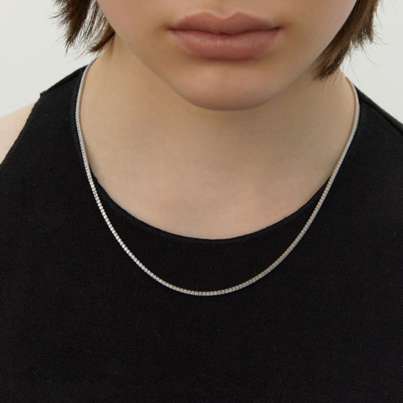LUNNE Silver 925 Brilliant Slim Tennis Necklace #LSN56