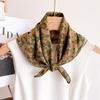 Spring Summer Retro Small Flower Scarf Fashionable Cotton Linen Square Artistic Versatile Women's Neck Protector Hair Strap