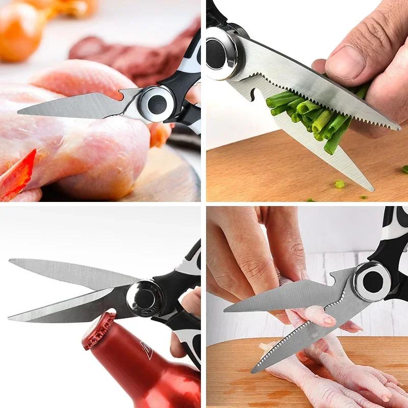 New Kitchen Stainless Steel Heavy Duty Multipurpose Scissors Chicken Bone Scissors with Cover for Opening Bottle Nutcracker