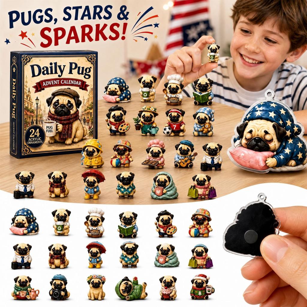 4th of Collectible Puppy with 2D Flat Acrylic Airplane-Shaped Display Case