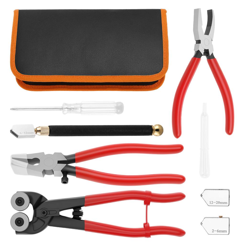 Heavy Duty Glass Cutting Tool Kit Glass Running Breaking Pliers and Class Cutters Tools Kit Wheeled Glass Tile Nippers