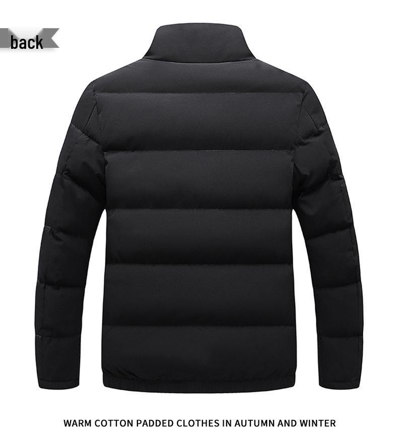 Men's Trendy Stand Collar Cotton Jacket - Thick, Warm Casual Outerwear for Winter