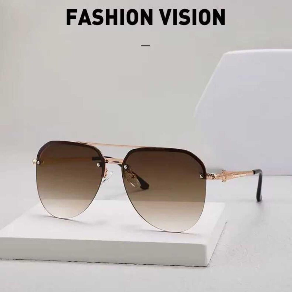 New Retro Half Frame Sunglasses Women Men Fashion Square Frame Classic Sunshade Eyewear Metal Sun Glasses