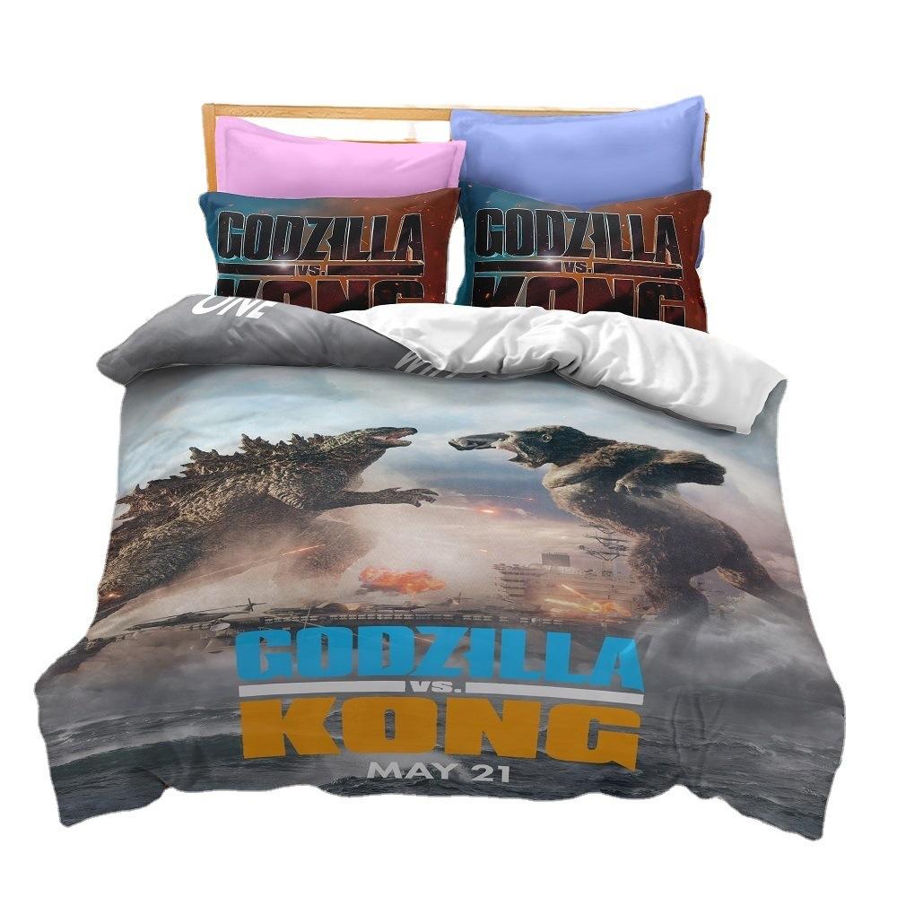 3D Printen Monsters G-Godzillas Beddengoed SetVS KingKongs Dekbedovertrek Set met Kussensloop 2/3 delig Dekbedovertrekken Twin Queen Enkel