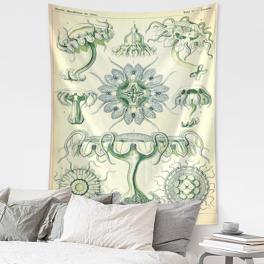 Boho Style Psychedelic Witchcraft Art Mystic Home Decor Undersea Insect Identification Map Tapestry Wall Hanging