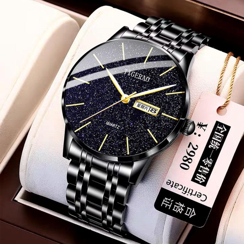Watch Men s Double Calendar Trend Starry Sky Non-Mechanical Watch Quartz Watch