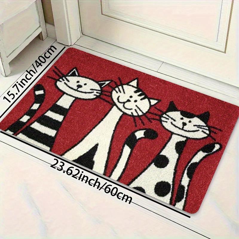 Cartoon Cat Floor Mat Entrance Entrance Crystal Velvet Dirt-resistant and Wear-resistant Foot Mat Floor Mat