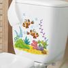 Sea Fish Seaweed Pattern Toilet Decal Waterproof Wall Sticker for Home Bathroom