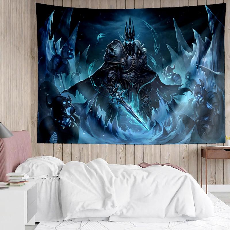 1PC Game Warcraft Darkness Warrior K-pop music group Tapestry Accessories for Bedroom,Livingroom, dormitory Room Wall Decor Fan Birthday Gifts